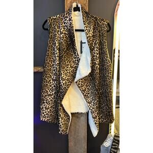Leopard Fleece Lined Draped Vest O/S NWT